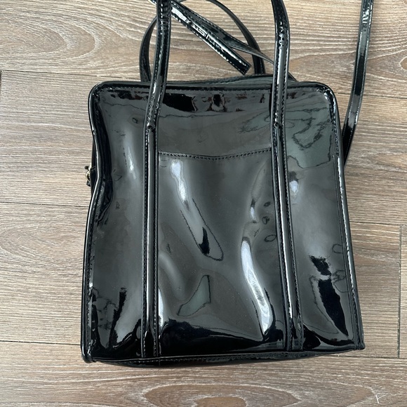Nanette Lepore Black Vegan Patent Leather Tote - Picture 3 of 4